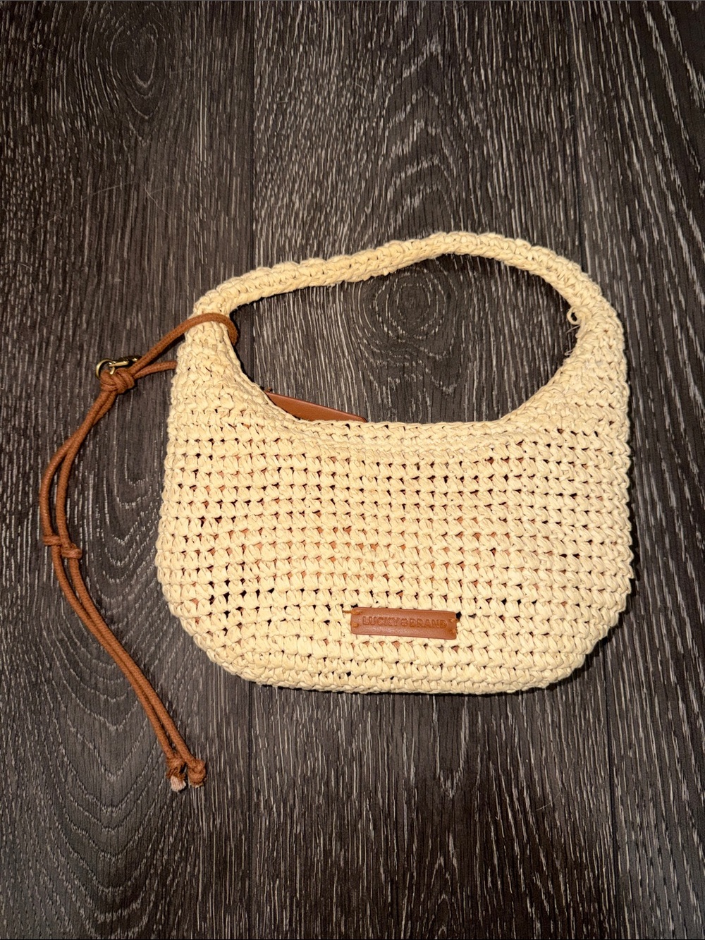 Lucky brand Woven Straw Cream Shoulder Bag